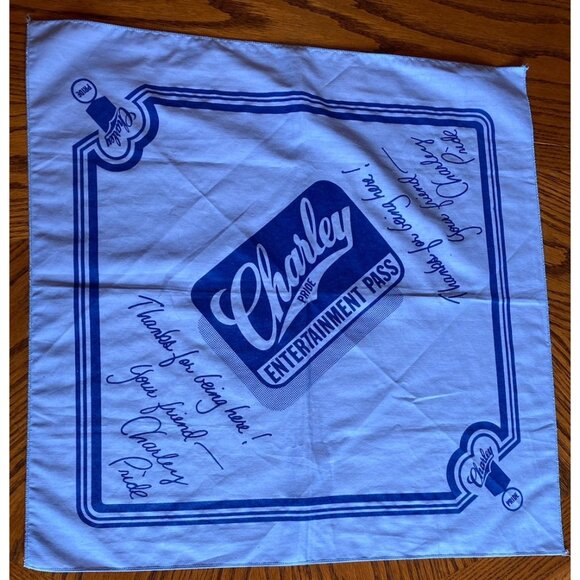 Charley Pride Entertainment Pass Country Music Tour Blue Bandana Handkerchief - Picture 5 of 9